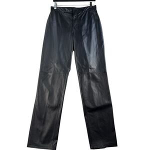 Vtg 90s Nine West Sz 4 Leather Pants Black Straight Bikercore Goth Punk Grunge